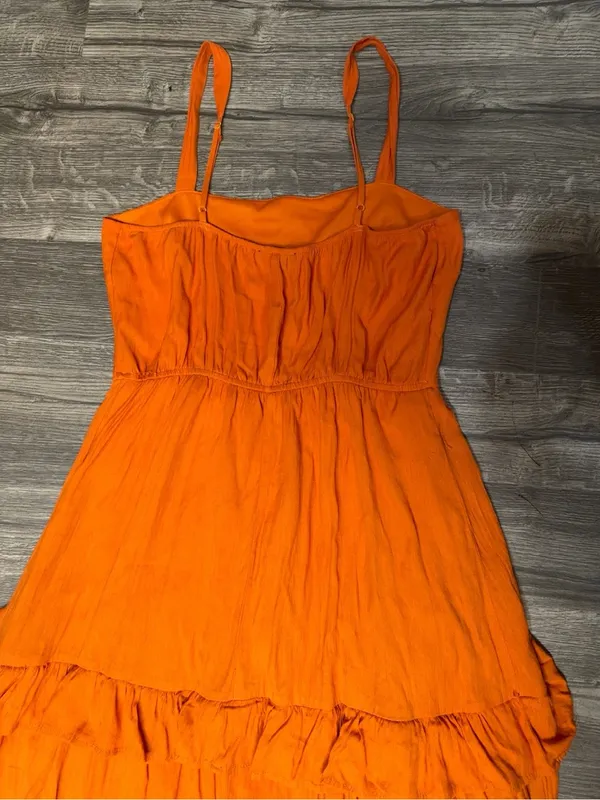 Trixxi Orange Ruffle Tiered Midi Dress Size M Boho Summer Vacation Sundress - Image 7