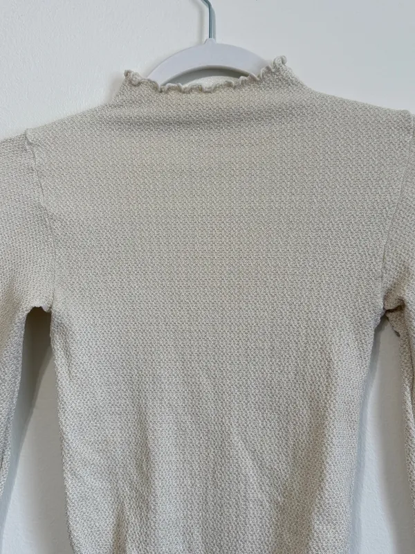 Free People Mara Mock Neck Bodysuit Size Medium M/L Cream Textured - Image 4