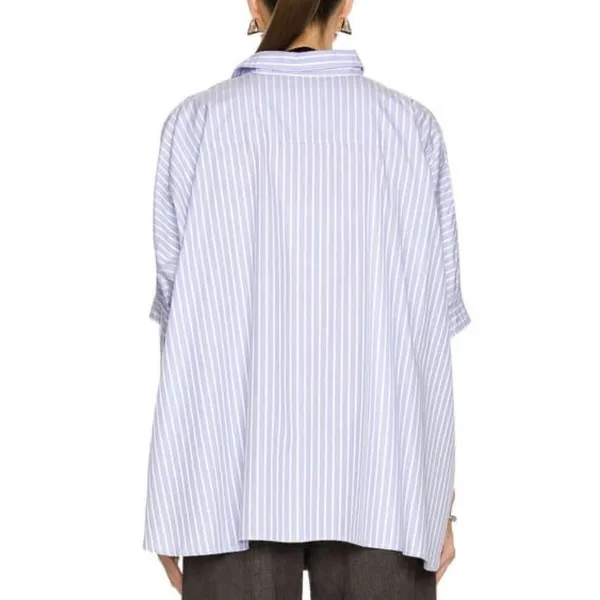 R13 Striped Button Up Shirt Blue White Dolman Oversized Boxy Top City Boy Preppy - Image 8