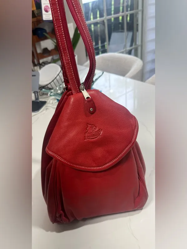 Canyon Outback Red Leather Shoulder Bag Convertible Backpack Louisville Cardinal - Image 7
