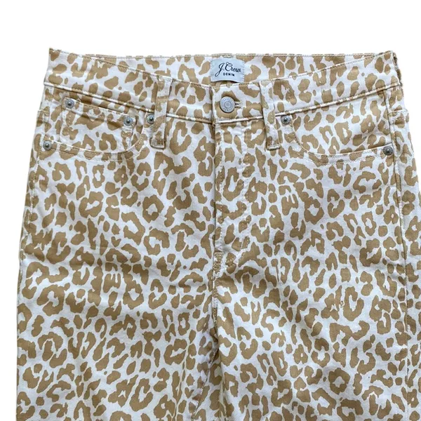 💎 J CREW Skinny Jean Womens Sz 28 Toothpick High Rise Tan Leopard Safari Jungle - Image 2