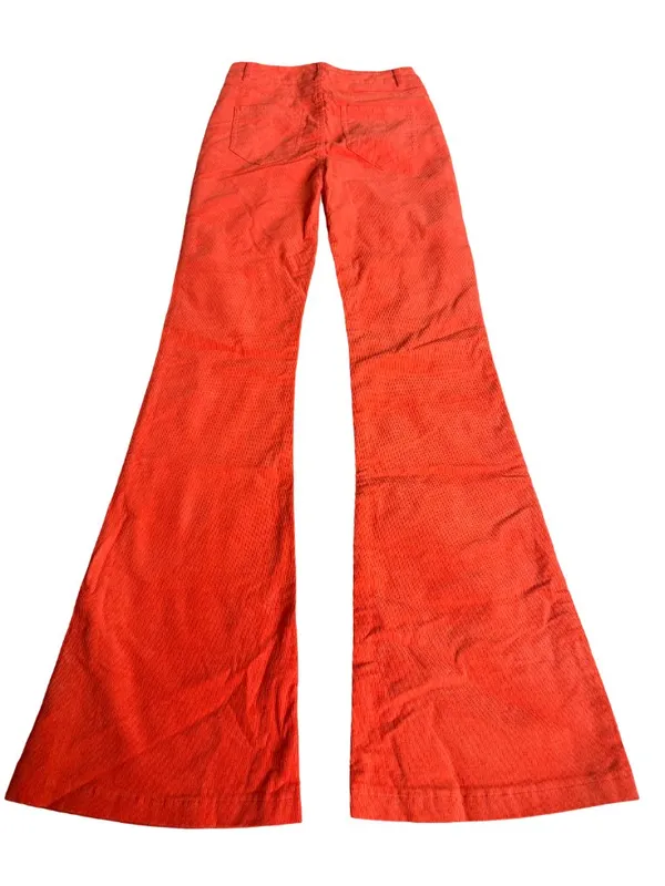 Edikted Bright Orange Corduroy Pants Flare Leg Casual Bold Size XS Women's NWT - Image 8