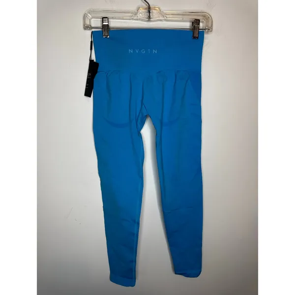 NVGTN Bright Blue Contour Seamless High Waisted Workout Gym Leggings Size S - Image 2
