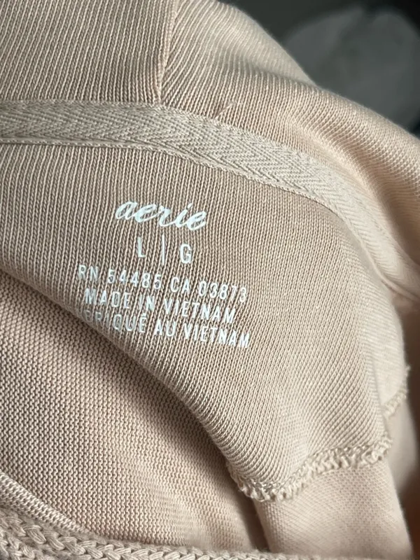 AERIE | Blush Pink Lightweight Oversized Lace-Up Pullover Hoodie Sz L - Image 6