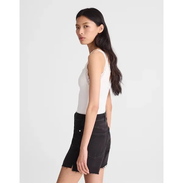 Madewell The Perfect Mid-Length Jean Short Catalani Wash Black Frayed Hem 28 - Image 2