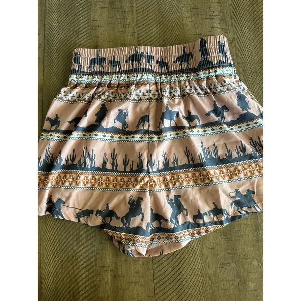 Cruel Denim Desert Stripe Western‎ Cowgirl Shorts Pink Tan Small Pockets - Image 2
