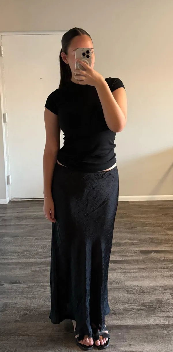 Crinkled Satin Maxi Skirt - Image 2
