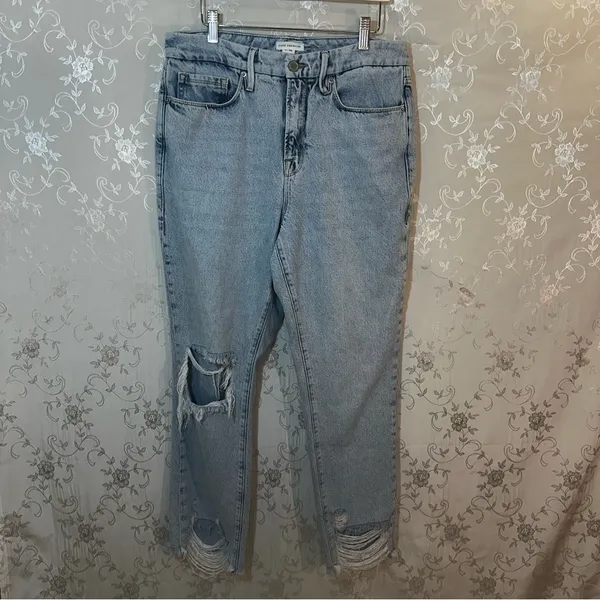 Good American Good Straight Light Wash Distressed Jeans Size 6 28 GCC00859T - Image 10