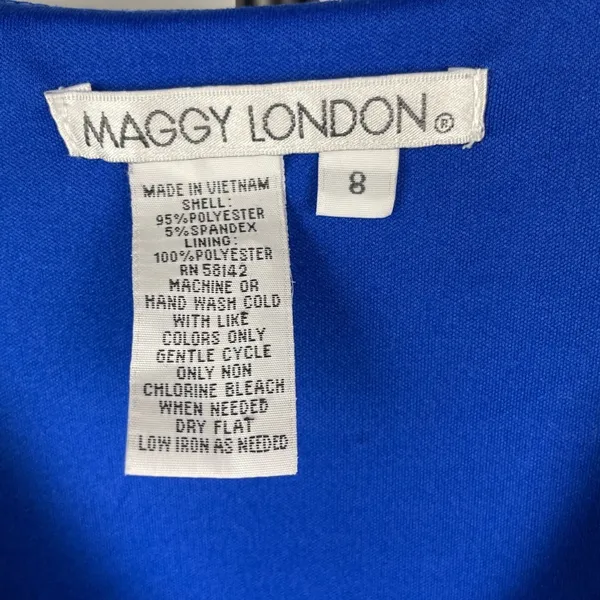 Maggy London Blue Green Animal Print 3/4 Sleeve Empire‎ Waist Fit & Flare Dress - Image 4
