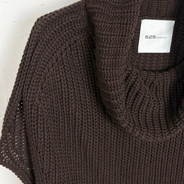 525 America Cate Cotton Sleeveless Turtleneck Sweater Chocolate Brown Size Small - Image 11