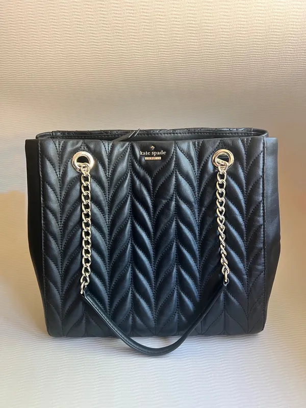 Kate Spade New York Briar Lane Willis Black Quilted Leather Chain Tote Bag NWOT - Image 2