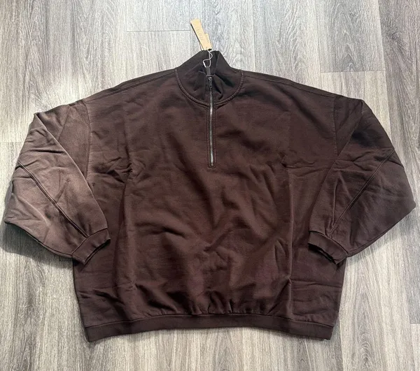 SKIMS Espresso Boyfriend Fleece Slouchy Half Zip Pullover Oversized Comfy - Image 2