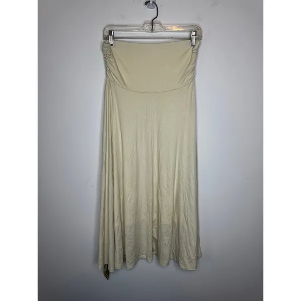 NWT OGL Move Ivory Lime Ruched Waist Flowy Maxi Skirt Size Medium Stretch - Image 10
