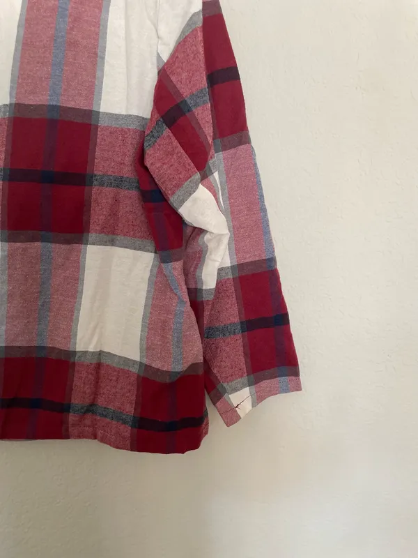 BloomChic Plaid Double-Breasted Blazer Jacket Burgundy Red White Size 12 NWT - Image 7