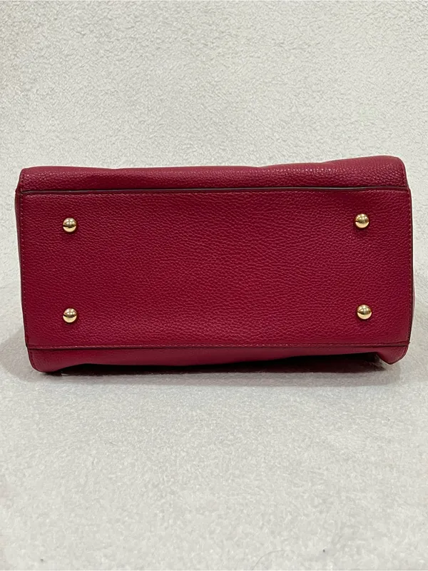Jessica Moore Berry Red Pebbled Faux Leather Venture Satchel - Image 6