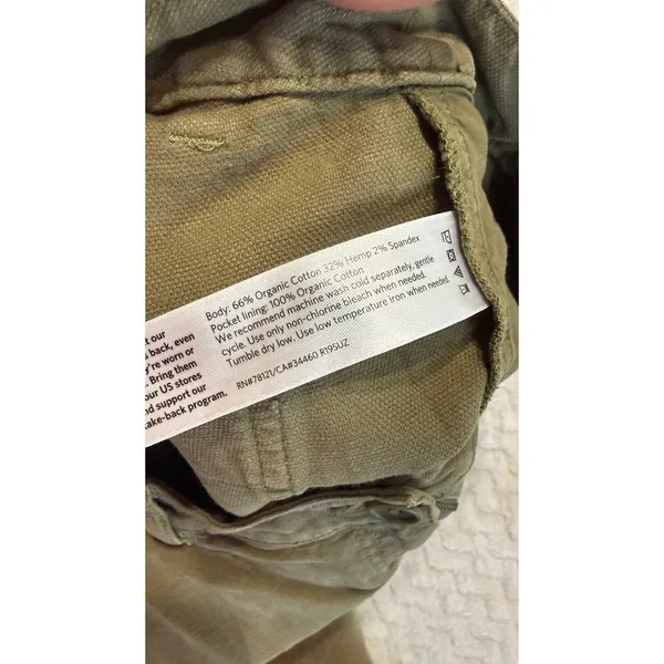 Eileen Fisher Olive Green Organic Cotton Hemp Straight Leg Utility Pants Size 2 - Image 6