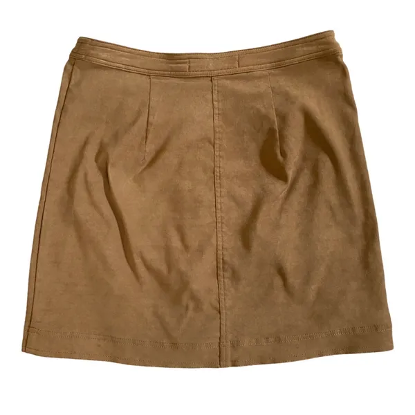 Abercrombie & Fitch Womens Camel Brown Faux Suede Button‎ Front Mini Skirt Small - Image 4