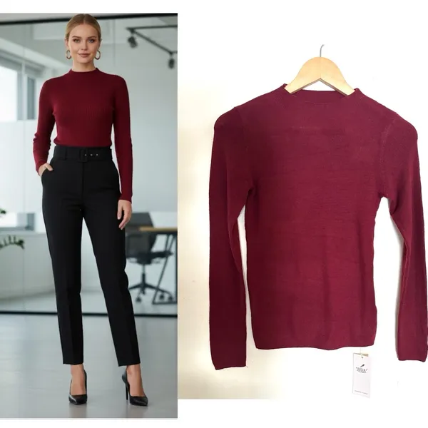 Julia Burgundy Long Sleeve Sweater Women’s Sz One‎ Size Lightweight Soft - Image 2