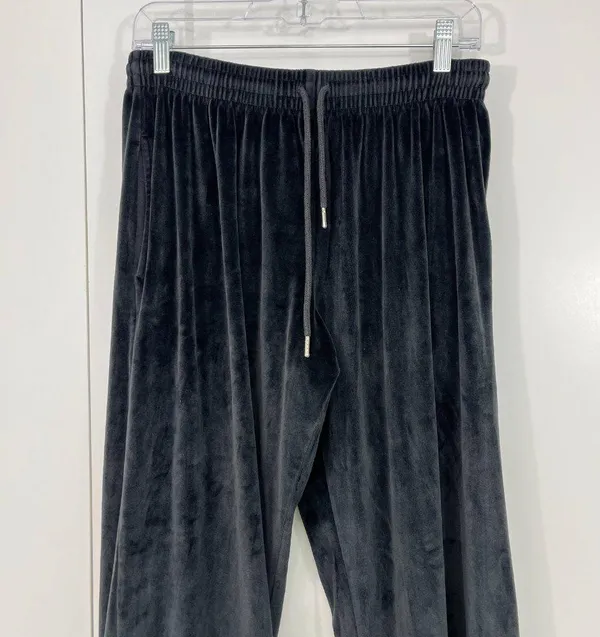 Victoria's Secret PINK Medium Black Y2K Velvet Wide Leg Pants with Pockets - Image 2