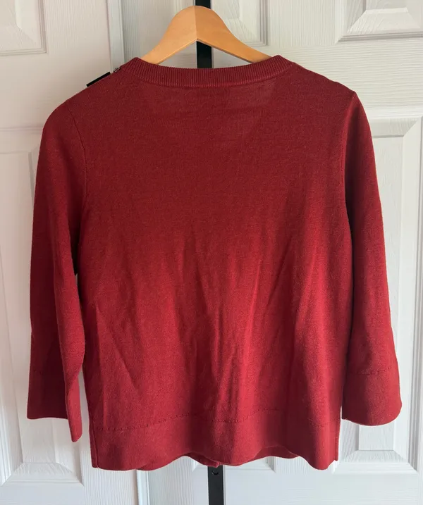 Kate Spade Red Wool Cashmere Beaded Cardigan Women's Size: L - Image 2