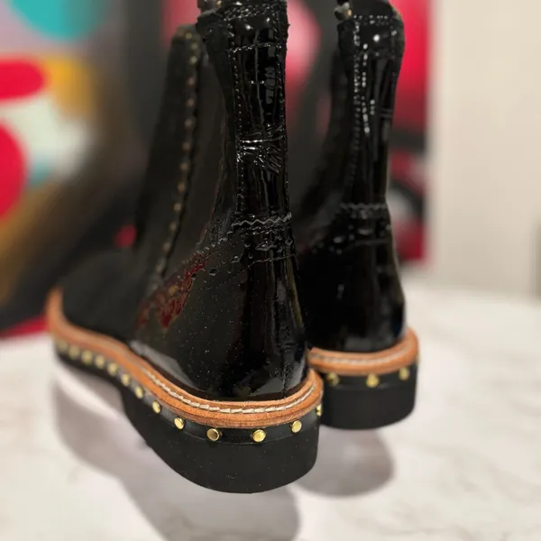 Free People Black Suede and Patent Leather Chelsea Boots - Image 3