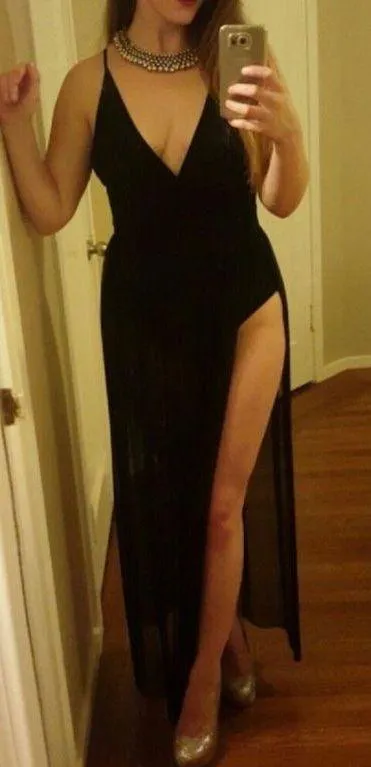 Mesh Overlay Maxi Dress Black Size M - Image 3