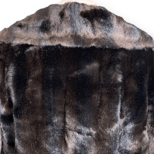 Vintage 60s Tissavel Faux Mink Swing Coat Dark Brown Plush XL Glam Winter‎ - Image 7