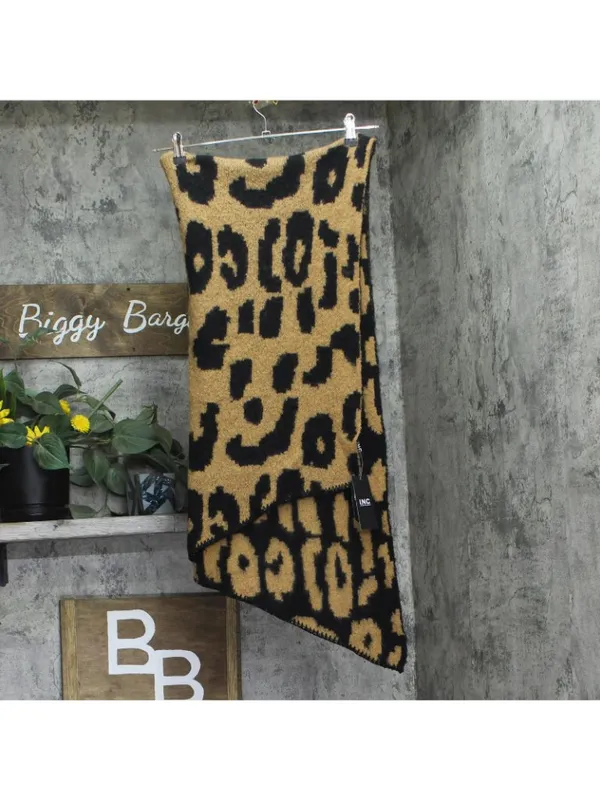 NWT Inc International Concepts Cut Scarf Fuzzy Cozy Warm Leopard Print Brown - Image 3