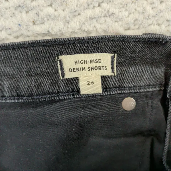 Madewell High-Rise Denim Shorts Black‎ Size 26 K6156 Rolled Hem Comfort Stretch - Image 4
