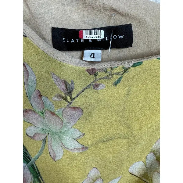 Slate & Willow Floral One Shoulder Hi Low Popover Bodice Maxi Dress 4 Yellow - Image 9