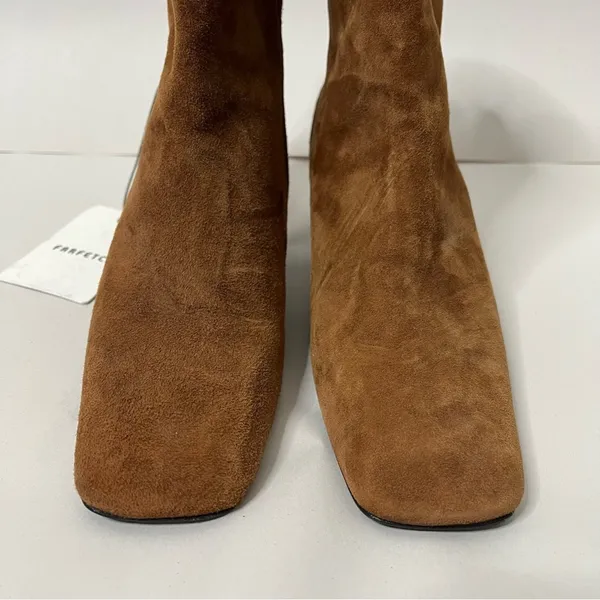 NWT Dorateymur Han Mid Calf Booties Tan Suede Womens Size 35‎ / US 5 - Image 3