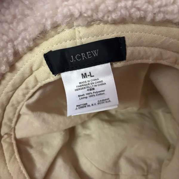J. Crew Sherpa Preppy Outdoor Cabin Camping Boho Neutral Cozy Bucket Hat M/L - Image 6