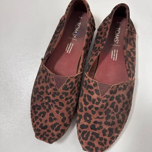 Toms Loafers Alpargata Slip On Brown Black Suede Leopard Print Flats Casual 8 - Image 6