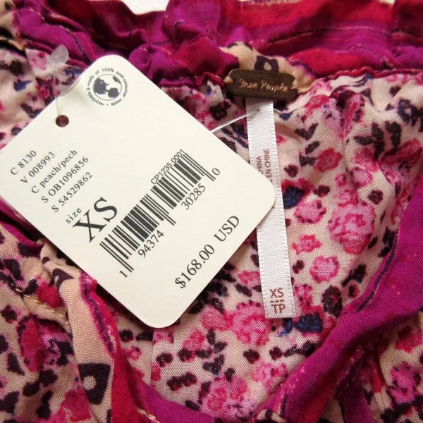 NWT Free People Happy Feelings Maxi in Peach Pink Floral Print Dress XS $168 - Image 5