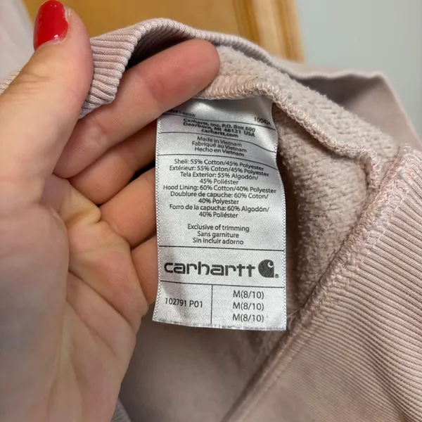 Carhartt Logo Graphic Hoodie Womens Medium Mauve Relaxed Fit 102791 P01 - Image 5