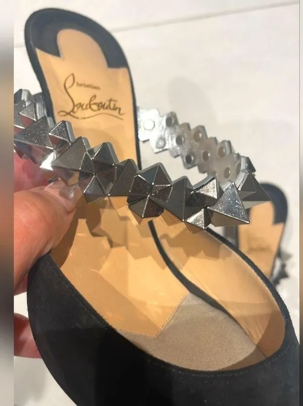 Christian Louboutin Suede Planet Choc 80 Mules - Image 2