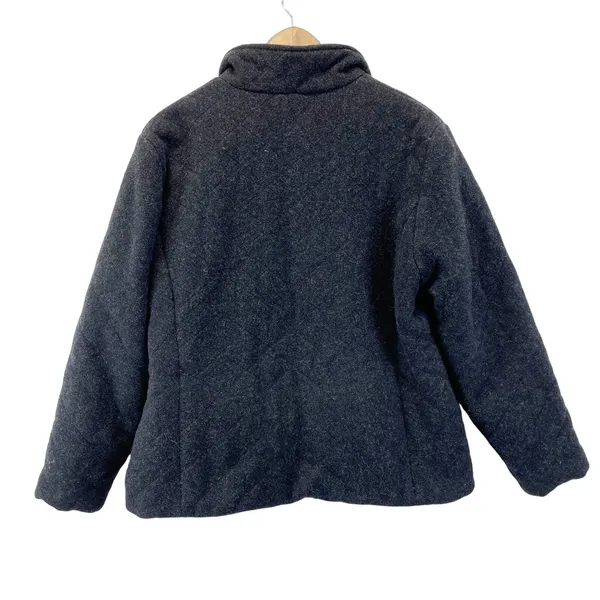 Woolrich Wool Fleece Jacket Womens Large Quilted Classic Minimal Cozy 22707 Onyx - Image 2