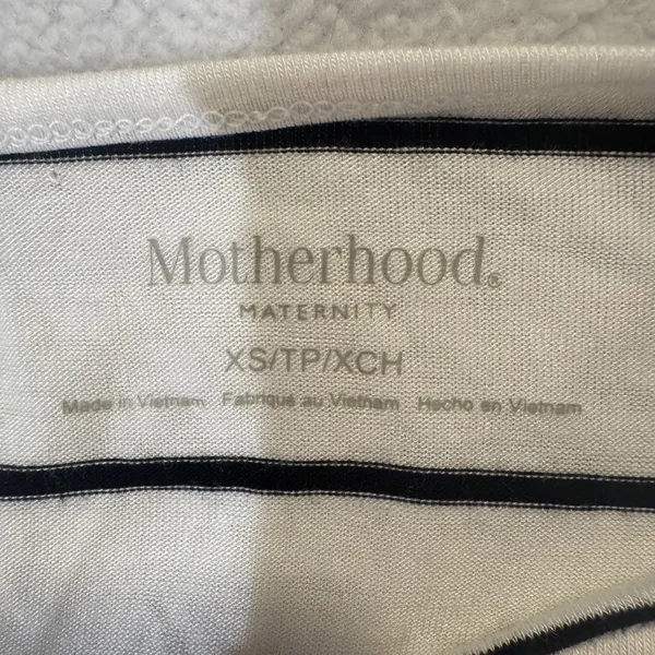 Motherhood Black and White Striped 3/4 Sleeve Top - Image 3