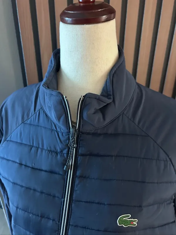Women's Lacoste Sport Down Technical Golf Jacket size 40 or M blue sides stretch - Image 2