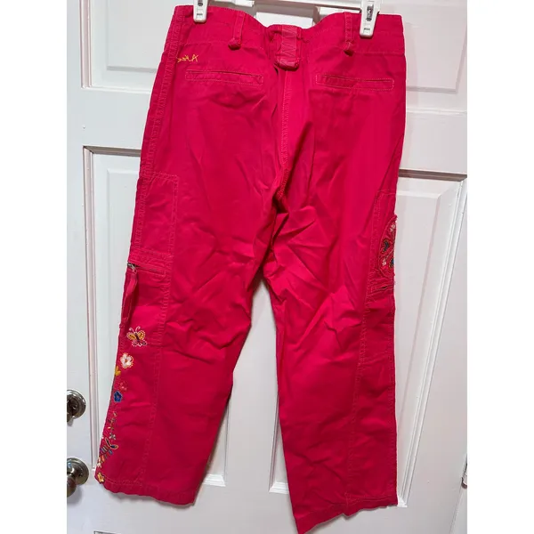 Vintage Johnny Was Embroidered Pink Wide Leg Pants Size Small - Image 9