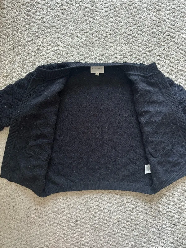 Revolve Line & Dot Black Textured Knit Cardigan with Gold Buttons - Image 6