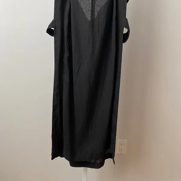 Anthropologie‎ One Size Black Linen Blend Maxi Dress Strappy Open Back Lagenlook - Image 3