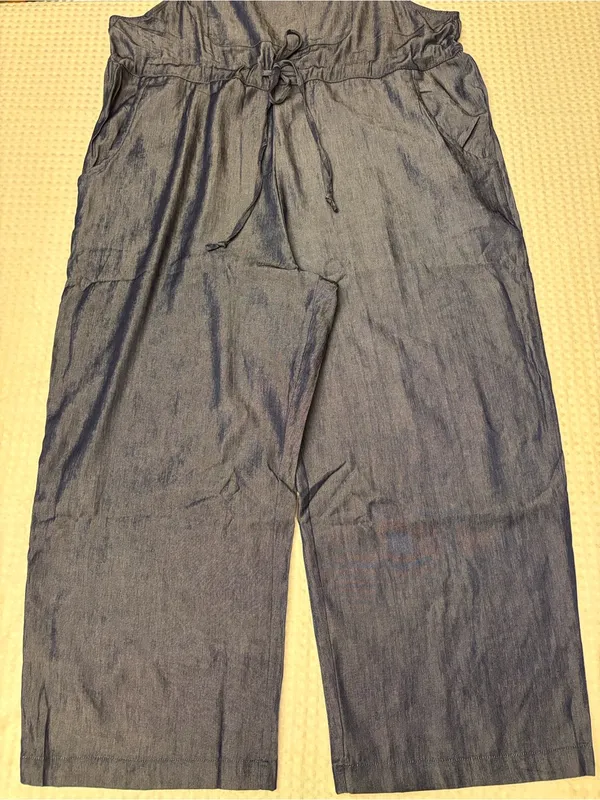 NEW! LuLaRoe JULIET Dark Blue Chambray Denim Overalls Jumpsuit Size MEDIUM - Image 9
