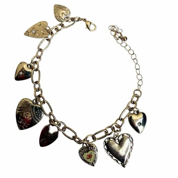 Urban Outfitters 14K Gold Plated Heart Charm Bracelet - Image 2