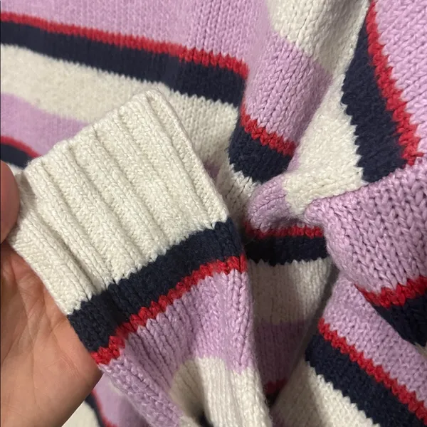 Aerie Knit Sweater in Cream and Purple - Image 5