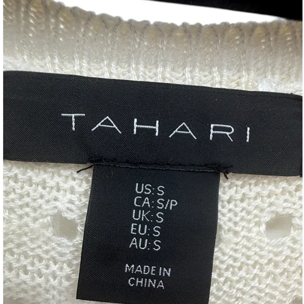 Tahari Womens Open Knit Sleeveless Maxi Dress Cream Size Small Resortwear Beach - Image 3