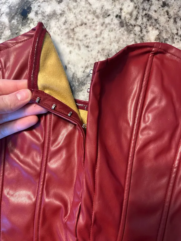 Red Leather Corset Top - Image 3