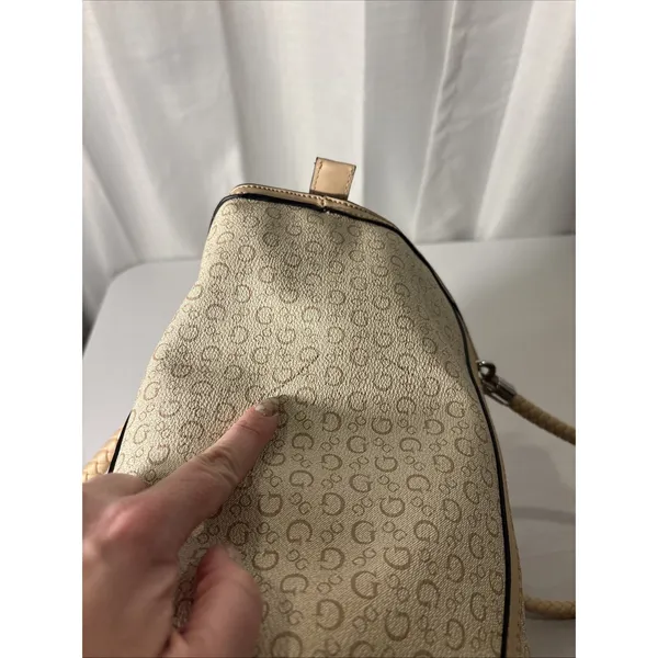 Guess Handbag Purse‎ Satchel Beige Tan 1981 Rope Handle Design Classic - Image 12