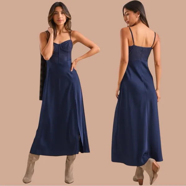 NWT Altar'd State Evalina Satin Maxi Dress - Image 2