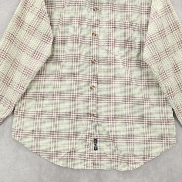 Lee Green Flannel Plaid Long Sleeve Button‎ Up Western Cotton Work Vintage Small - Image 4
